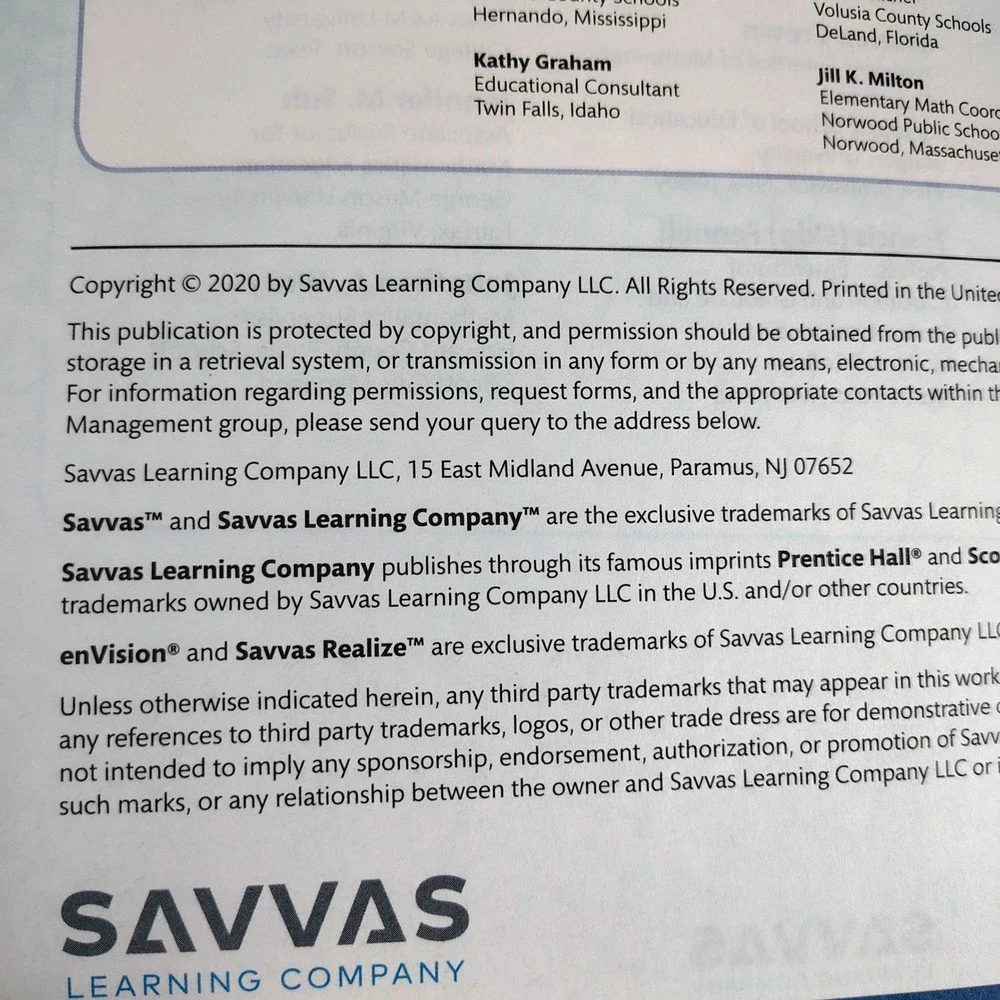 enVision Mathematics Grade 3 Volume 2 Savvas 9780134953694 Student Edition 2020